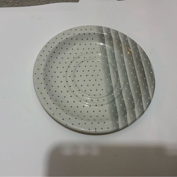 Churchill England (4) saucers  6” NEW Swiss Dot Stripes Gray White Ceramic G13 - Picture 9 of 10